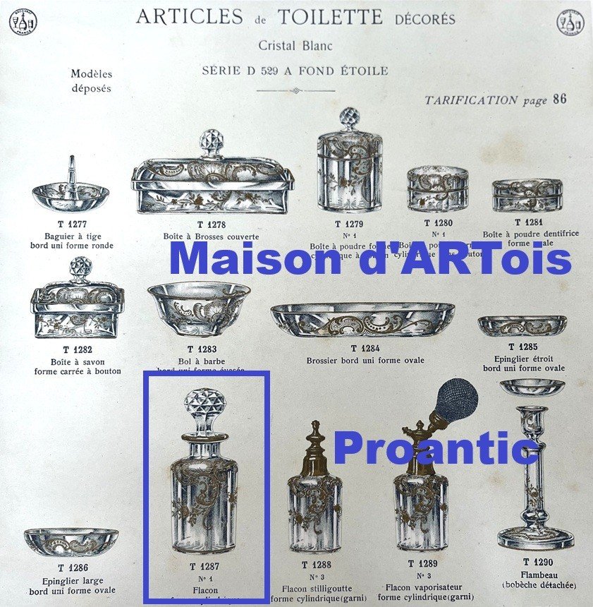 BACCARAT - ancien flacon à parfum en cristal émaillé or, décor Louis XV - 20 cm-photo-7