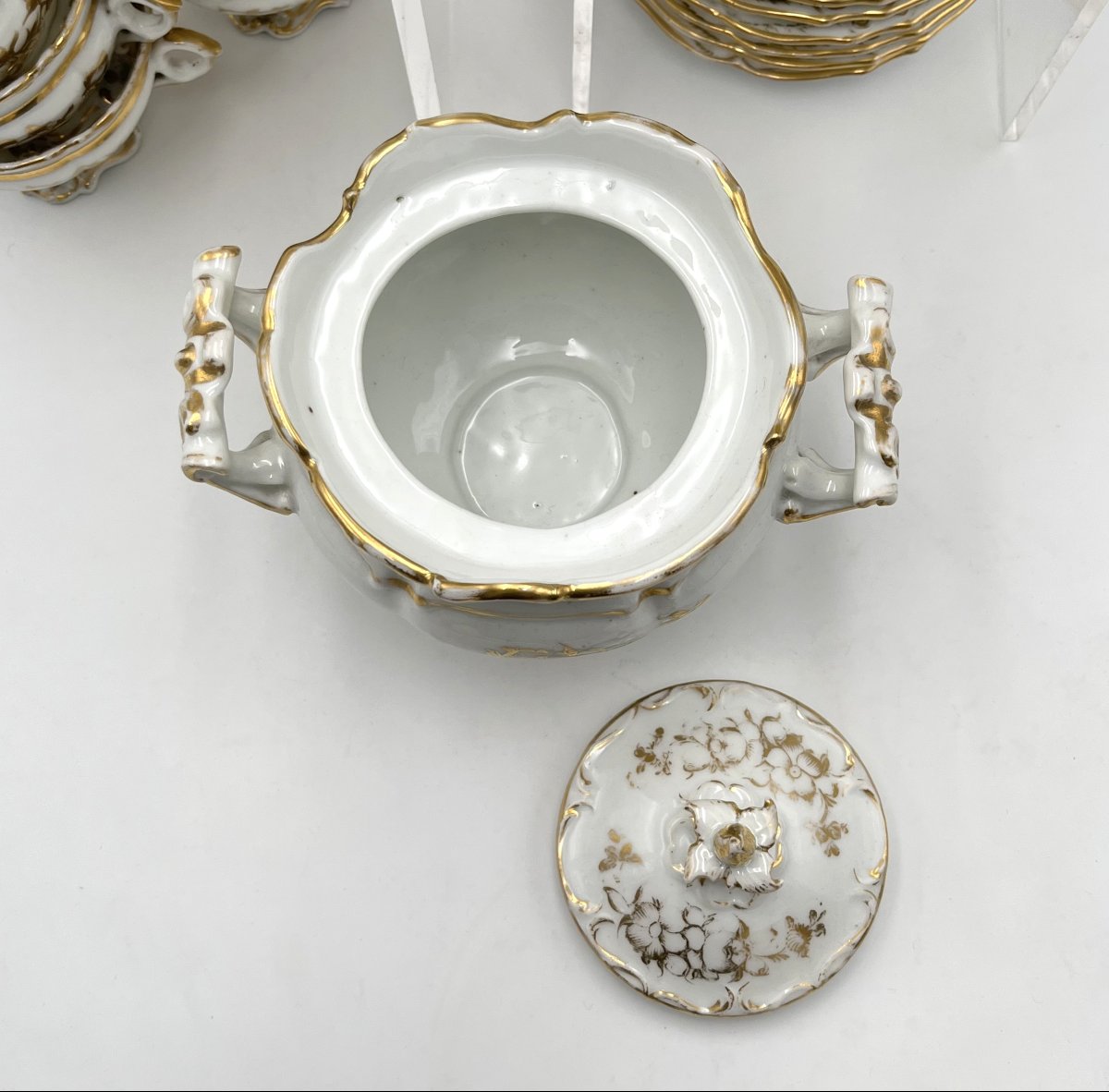 VIEUX PARIS - important service à thé en porcelaine à rehauts d'or, époque Napoléon III-photo-4