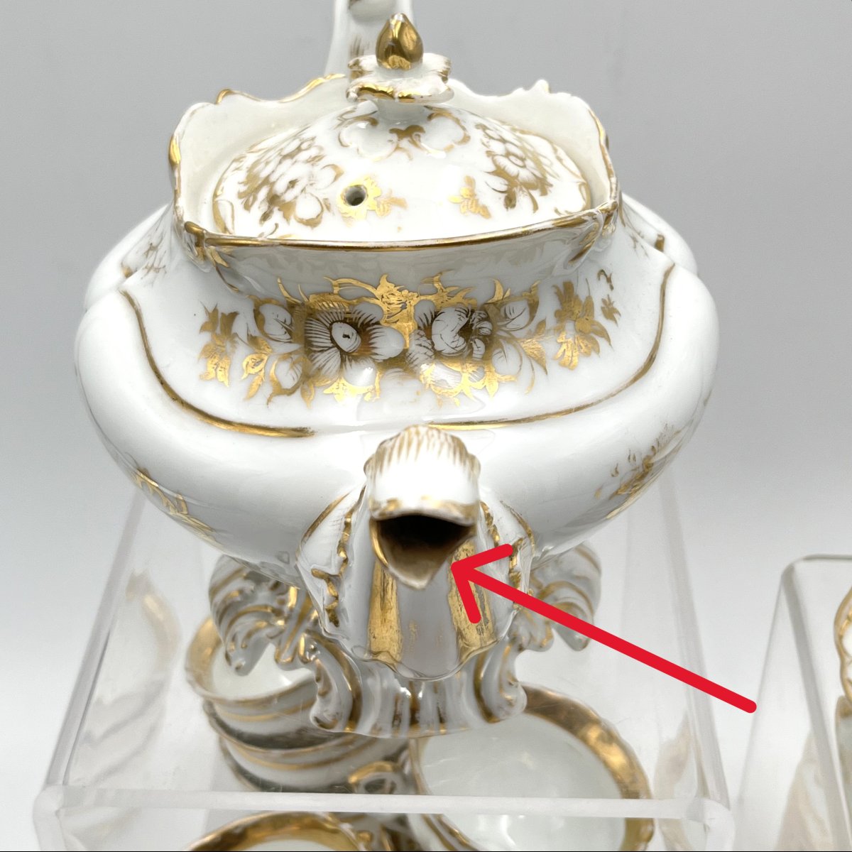 VIEUX PARIS - important service à thé en porcelaine à rehauts d'or, époque Napoléon III-photo-8