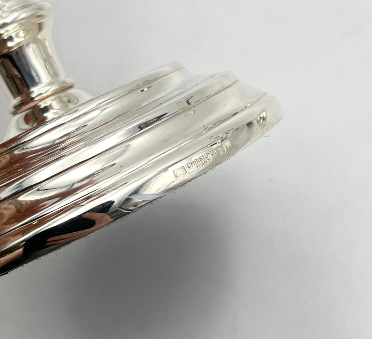 Christofle - Pair Of Silver-plated Metal Candlesticks - Albi Model - Like-new Condition-photo-1