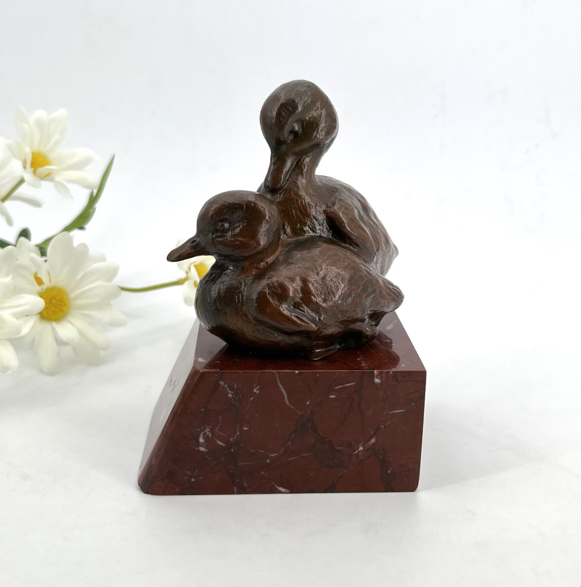 Bronze Animal Sculpture Depicting Ducklings, 14 Cm-photo-1