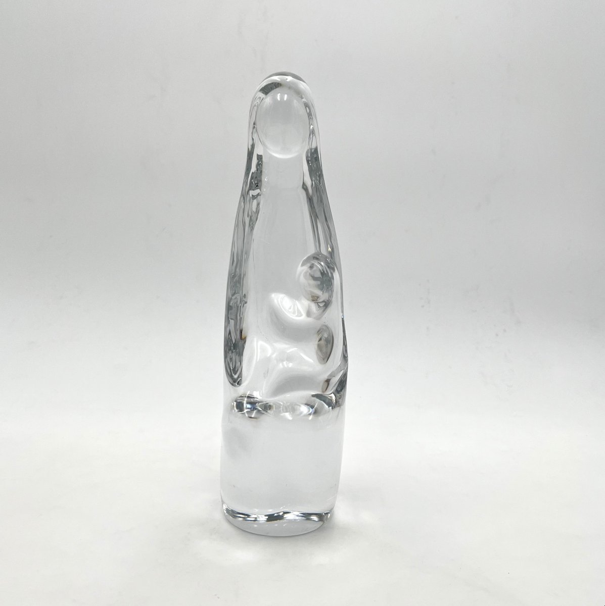 DAUM FRANCE - sculpture / statue de la Vierge à l'enfant en cristal signé 26 cm-photo-2