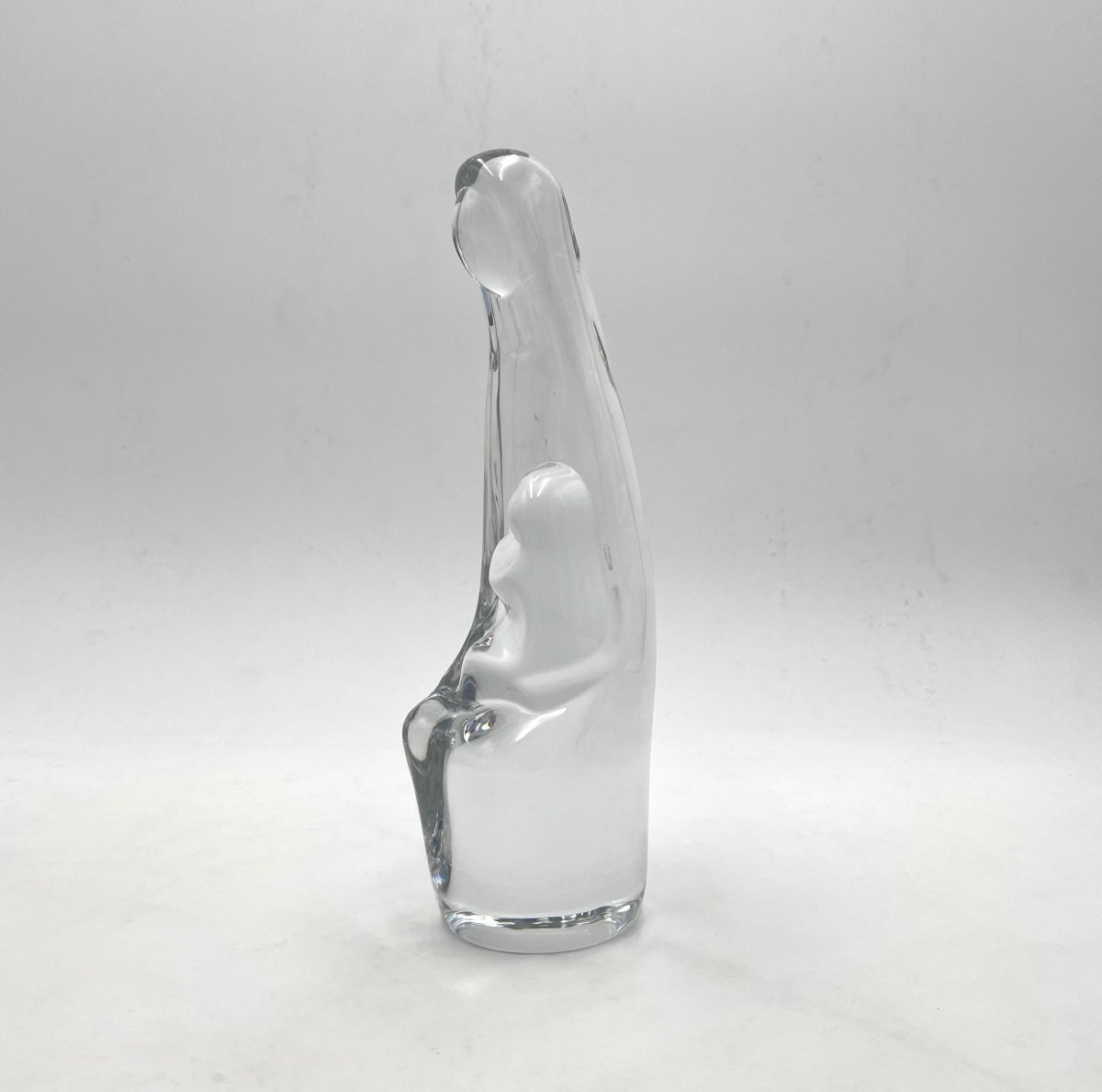DAUM FRANCE - sculpture / statue de la Vierge à l'enfant en cristal signé 26 cm-photo-3