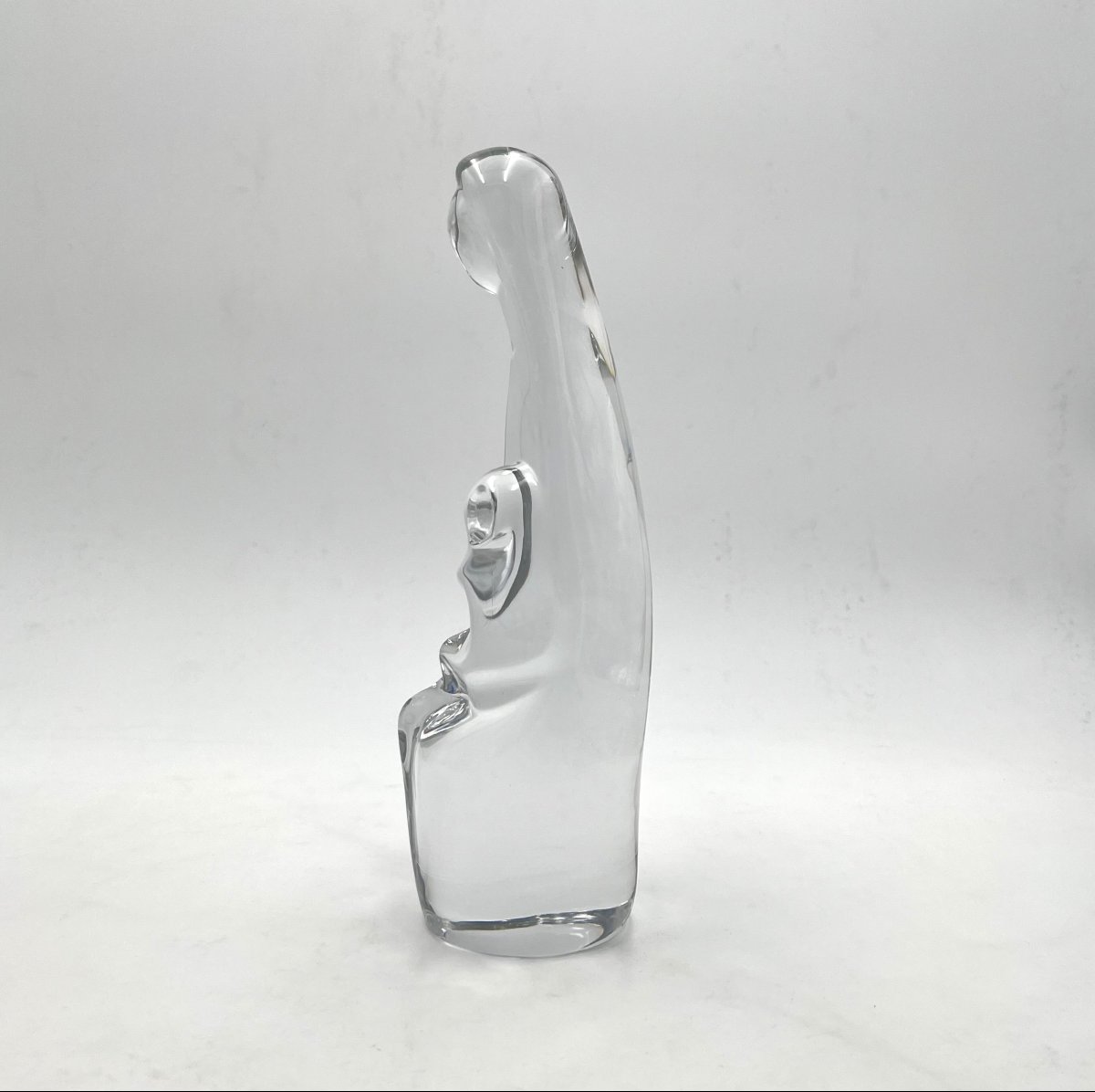 DAUM FRANCE - sculpture / statue de la Vierge à l'enfant en cristal signé 26 cm-photo-4
