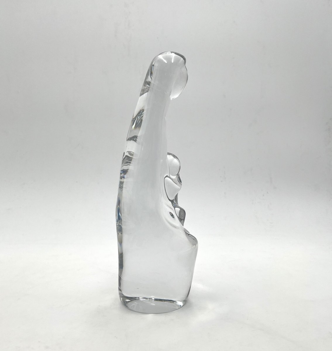 DAUM FRANCE - sculpture / statue de la Vierge à l'enfant en cristal signé 26 cm-photo-2