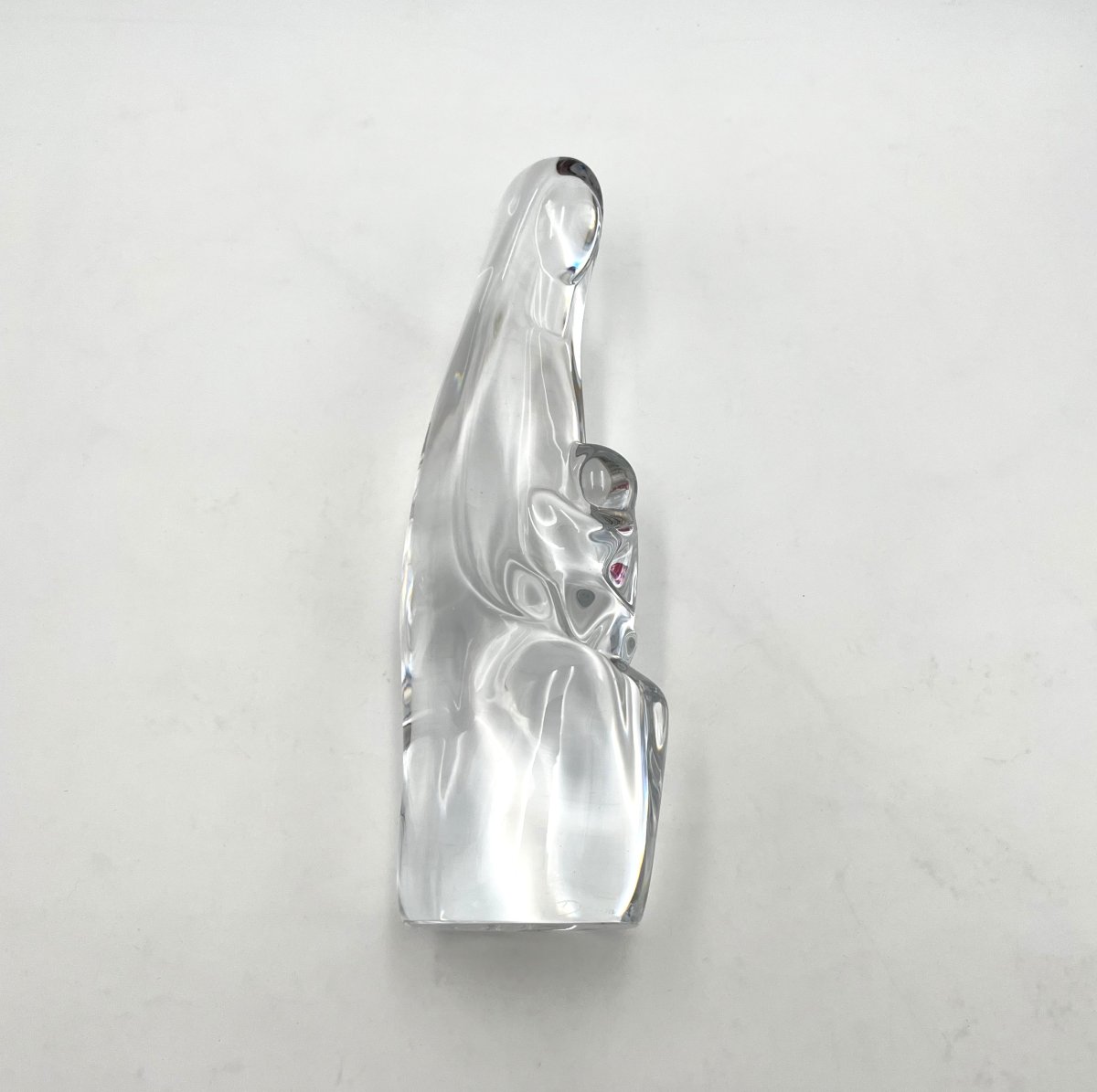 DAUM FRANCE - sculpture / statue de la Vierge à l'enfant en cristal signé 26 cm-photo-6