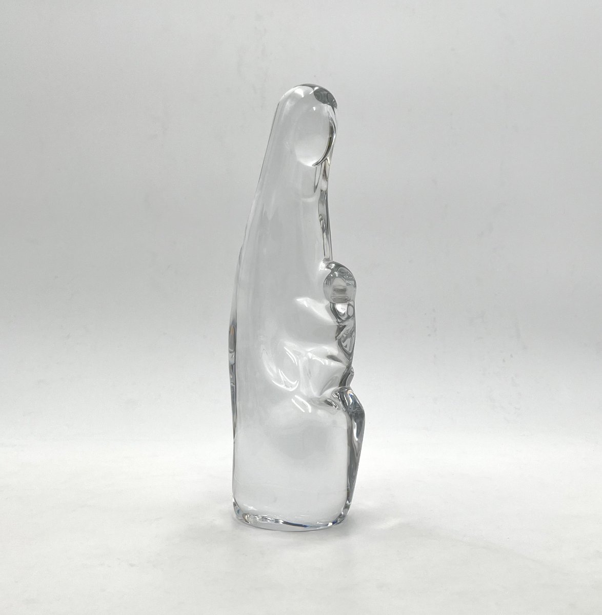 DAUM FRANCE - sculpture / statue de la Vierge à l'enfant en cristal signé 26 cm