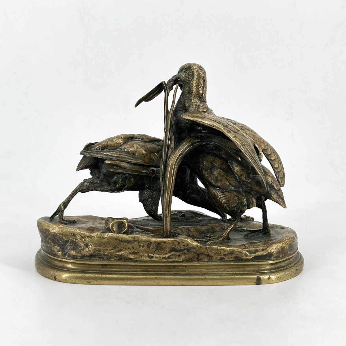 Jules MOIGNIEZ - couple de perdrix en bronze - sculpture signée J. Moigniez-photo-3