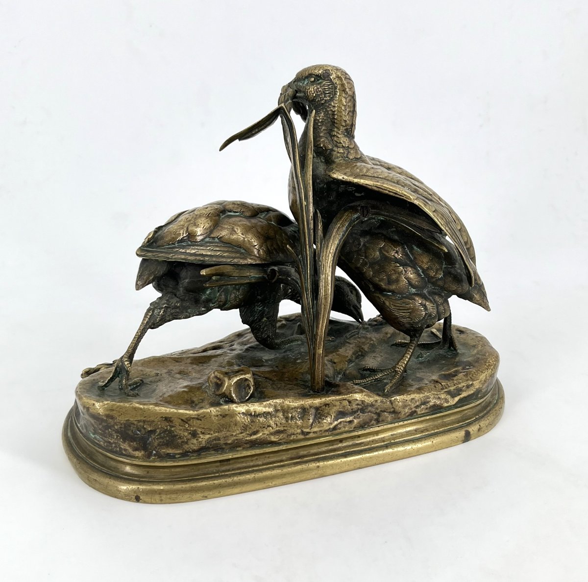 Jules MOIGNIEZ - couple de perdrix en bronze - sculpture signée J. Moigniez-photo-4