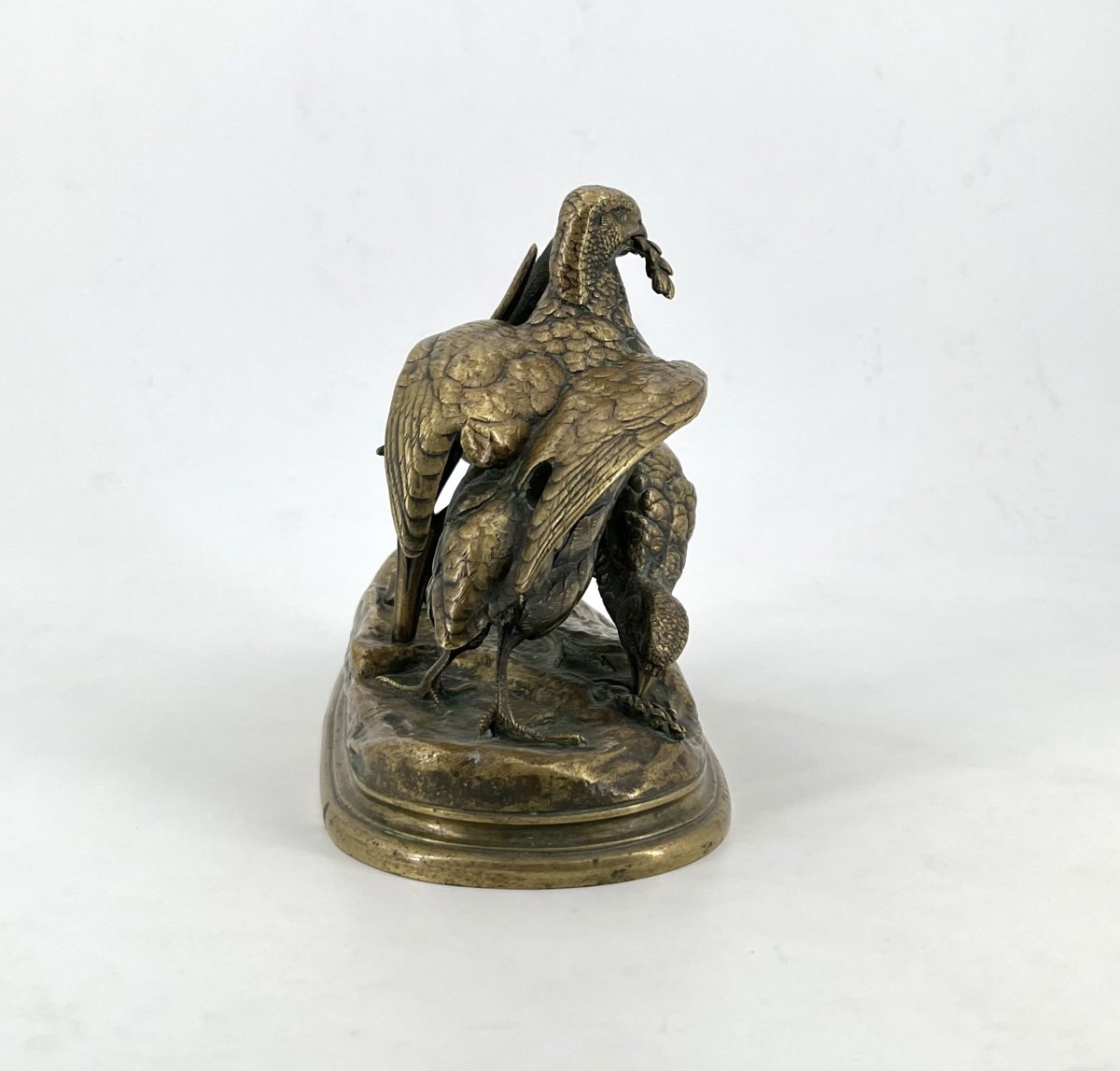 Jules MOIGNIEZ - couple de perdrix en bronze - sculpture signée J. Moigniez-photo-5
