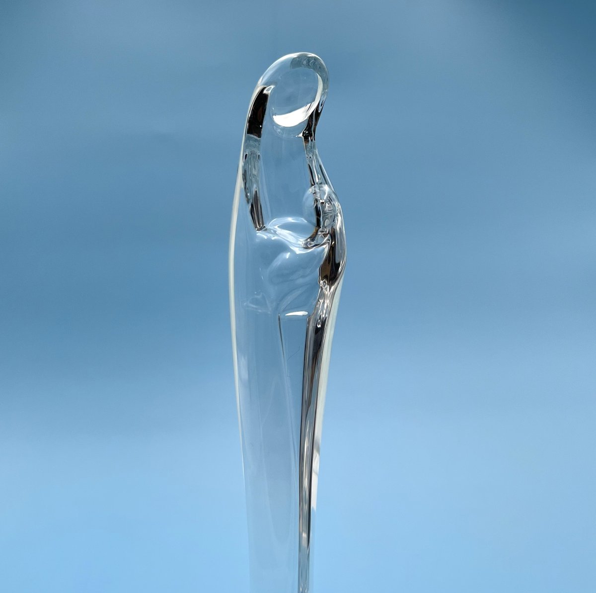 DAUM FRANCE - sculpture / statue de la Vierge à l'enfant en cristal - signée - 29 cm-photo-3