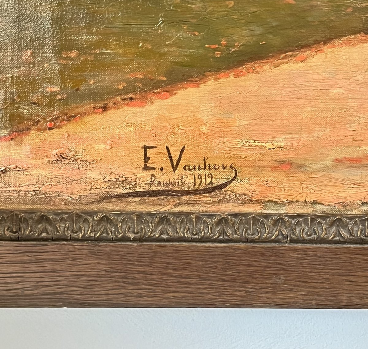 20th-century School - Oil On Canvas, Signed E. Van Hove, 1912, Roubaix - View Of A Castle And Its Grounds-photo-3