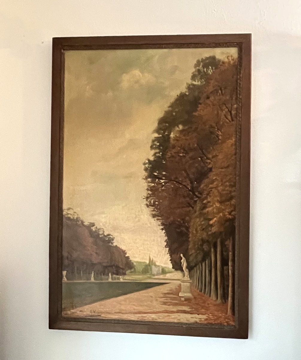 20th-century School - Oil On Canvas, Signed E. Van Hove, 1912, Roubaix - View Of A Castle And Its Grounds