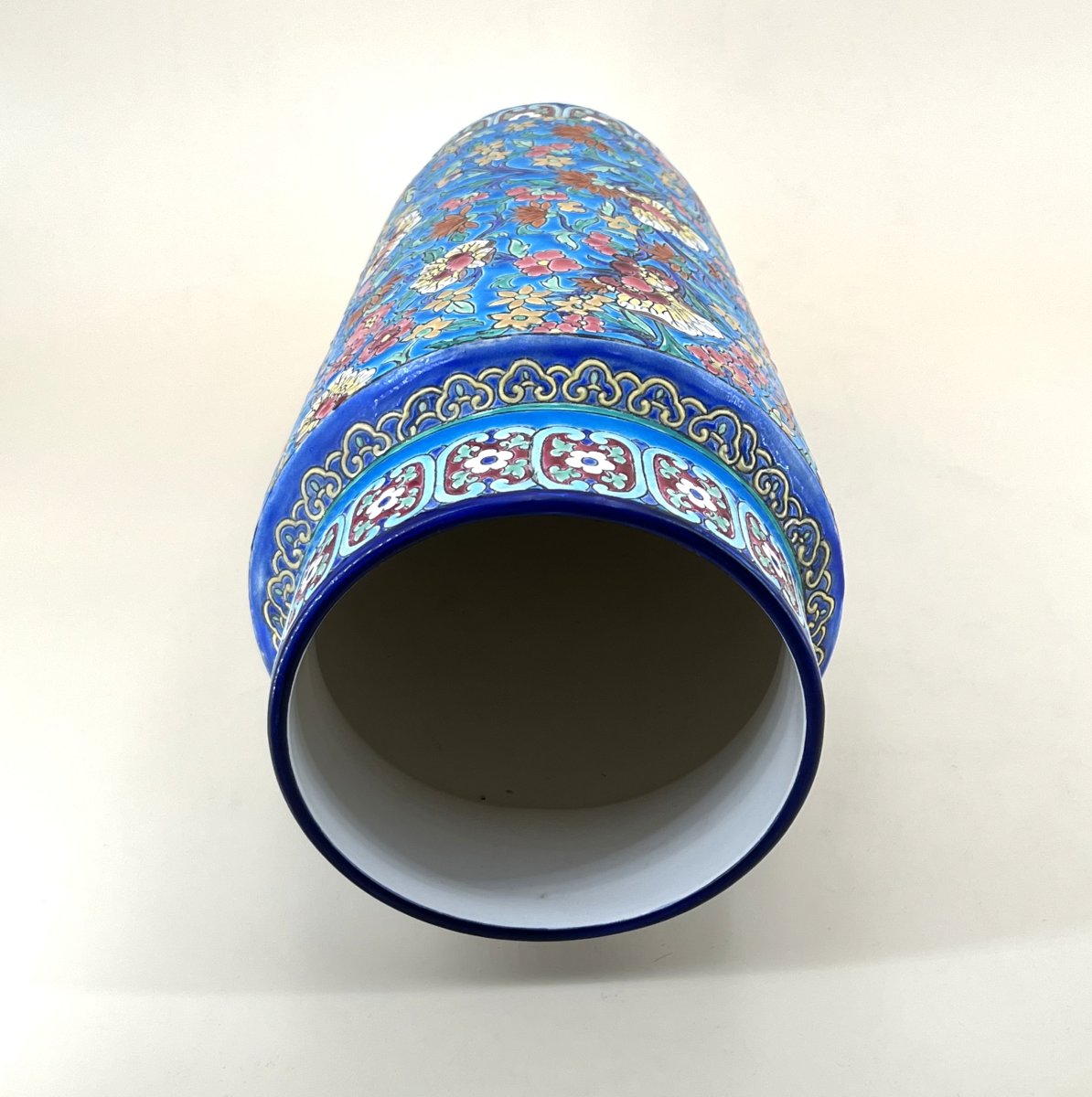 LONGWY - grand vase en émaux polychrome - estampillé - époque ART DÉCO - 37 cm-photo-5
