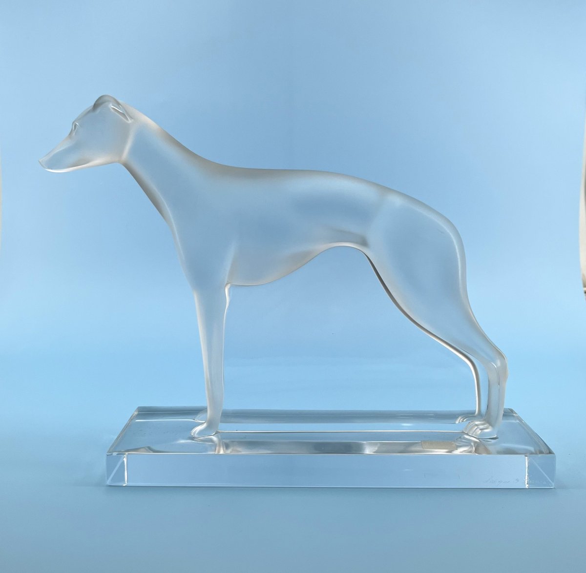 Lalique - "lévrier" Crystal Sculpture - Signed - "perceval" Model - 27 Cm-photo-4