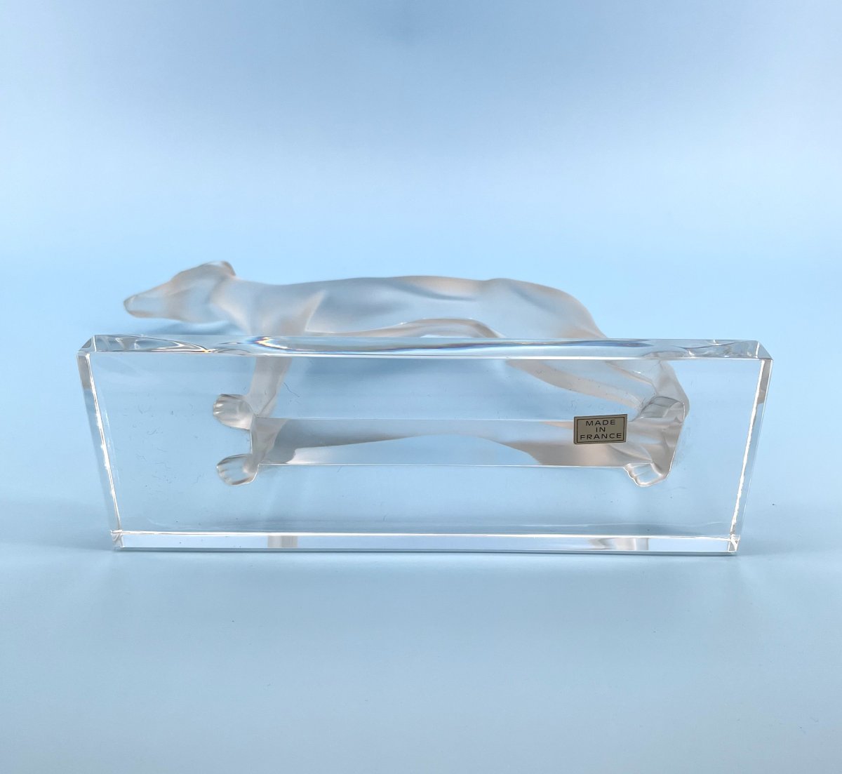 Lalique - "lévrier" Crystal Sculpture - Signed - "perceval" Model - 27 Cm-photo-2