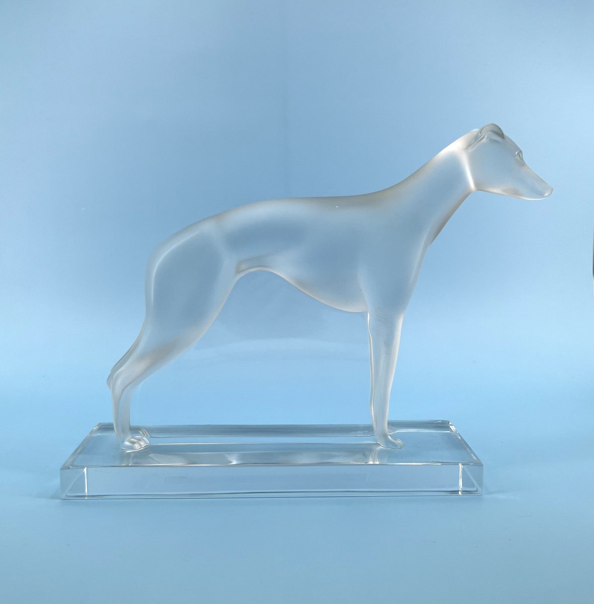 Lalique - "lévrier" Crystal Sculpture - Signed - "perceval" Model - 27 Cm-photo-4