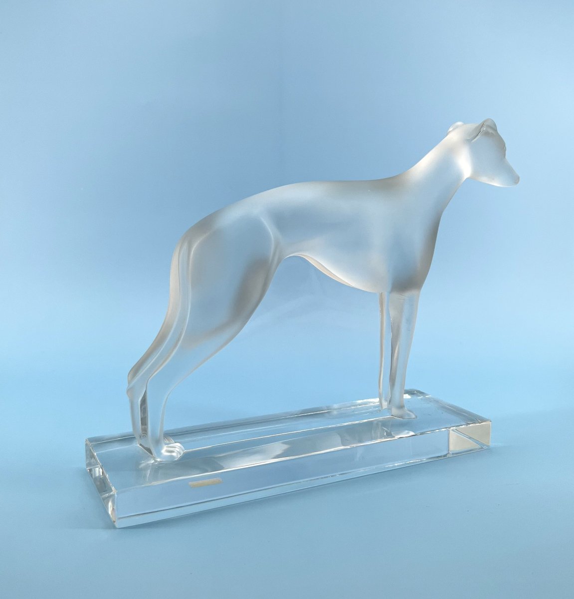 Lalique - "lévrier" Crystal Sculpture - Signed - "perceval" Model - 27 Cm-photo-5