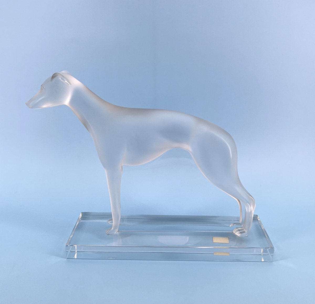 Lalique - "lévrier" Crystal Sculpture - Signed - "perceval" Model - 27 Cm