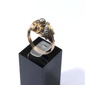 Antique Jewelry - 18-carat Gold Ring Set With A Diamond - Size 58