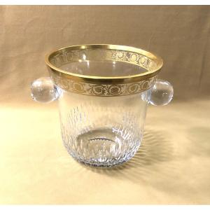 SAINT LOUIS - seau à champagne en cristal signé, modèle THISTLE OR