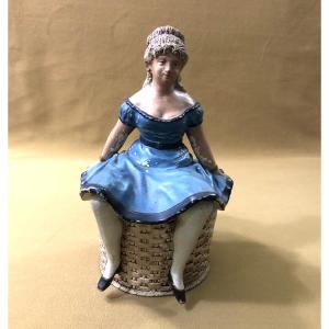 BERNARD BLOCH - ancien pot à tabac coquin en terre cuite signé BB 