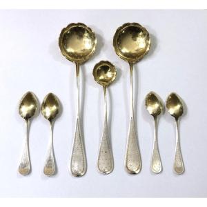 service à condiments et à confiture / couverts en argent massif MINERVE