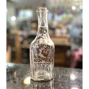 ancienne bouteille de baptême en verre soufflé de Flühli (Suisse) daté 1829