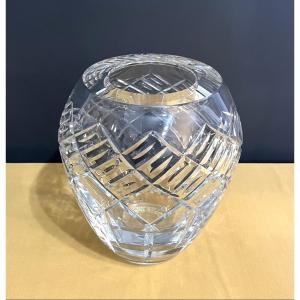 Imposant vase ART DECO en cristal taillé estampillé BACCARAT