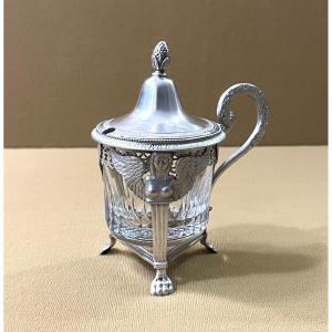 Solid Silver Mustard Pot From The Empire-consulate Period, Rooster Hallmark