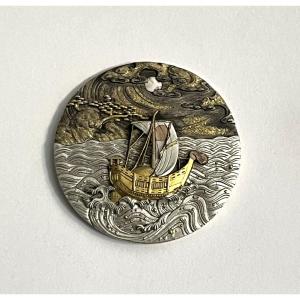 Médaillon Japonais en SHAKUDO et SHIBUICHI période MEIJI