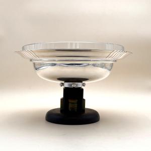 Armand Frenais - Large Art Deco Silver-plated And Rosewood Bowl / Centerpiece