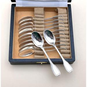 Henin & Cie - 12 Solid Silver Minerve 10.5 Cm Moka / Espresso / Verrine Spoons