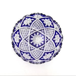 BACCARAT - grande coupe / saladier en cristal taillé doublé BLEU, modèle MANDARIN 23 cm