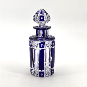 Cristalleries De Nancy - Art Deco Period Perfume Bottle In Cut Crystal With Blue Lining