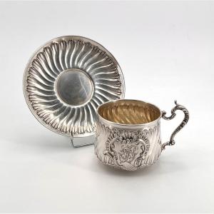 Alexandre Tortez - Lunch / Chocolate Cup In Sterling Silver, Hallmark Minerve