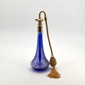 Baccarat - Blue Lined Crystal Perfume Spray Bottle, Stamped
