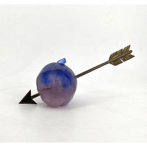 sculpture PRUNE en pâte de verre signée DAUM FRANCE et HILTON MAC CONNICO