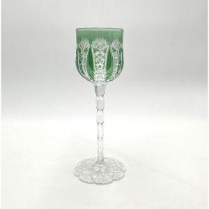 Baccarat - Rare Green-lined Crystal Rhine Wine Glass, Condé Model, 20.6 Cm