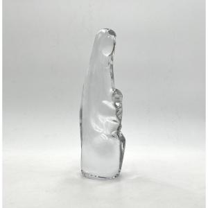 DAUM FRANCE - sculpture / statue de la Vierge à l'enfant en cristal signé 26 cm