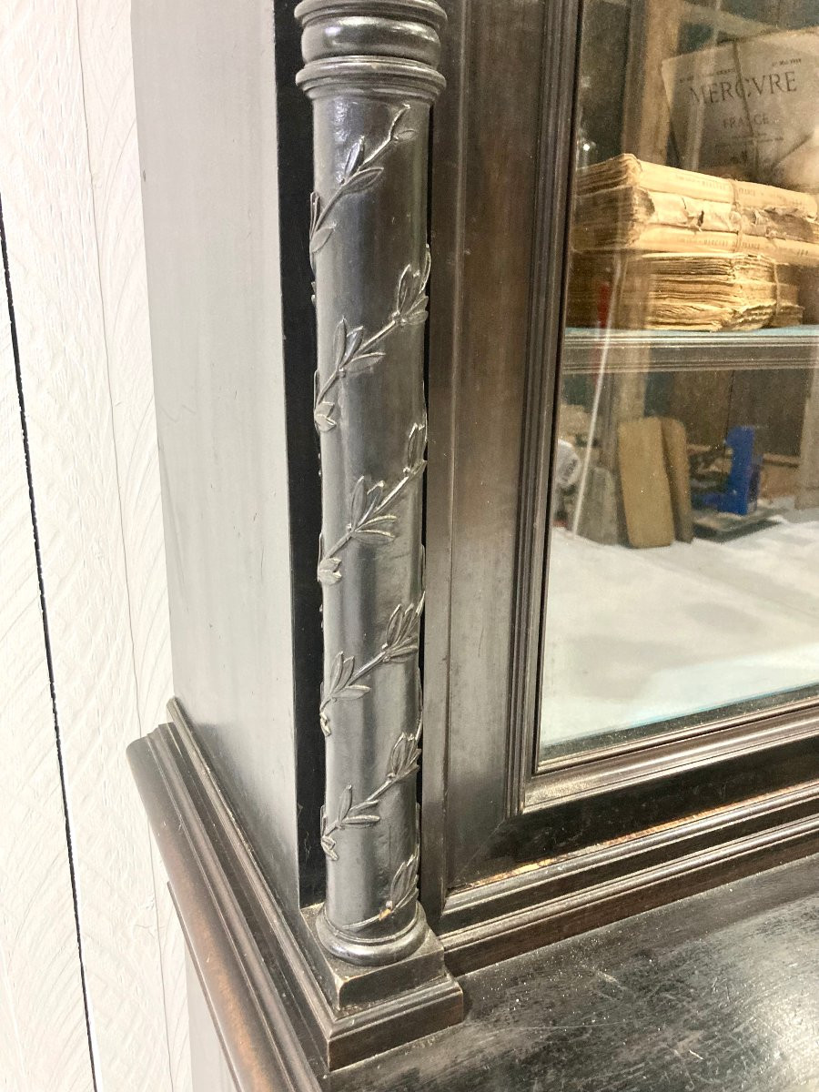 Bibliothèque bois noirci -photo-3