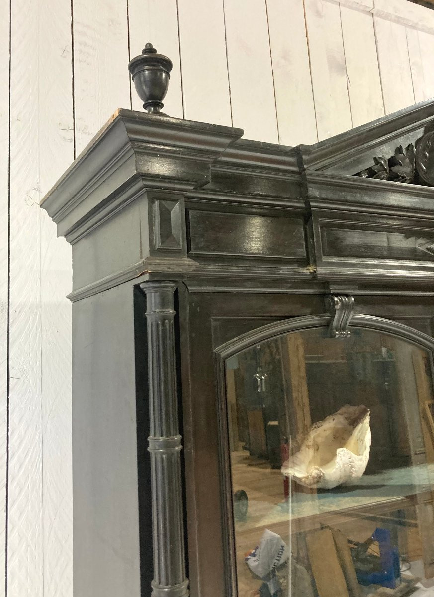 Bibliothèque bois noirci -photo-4