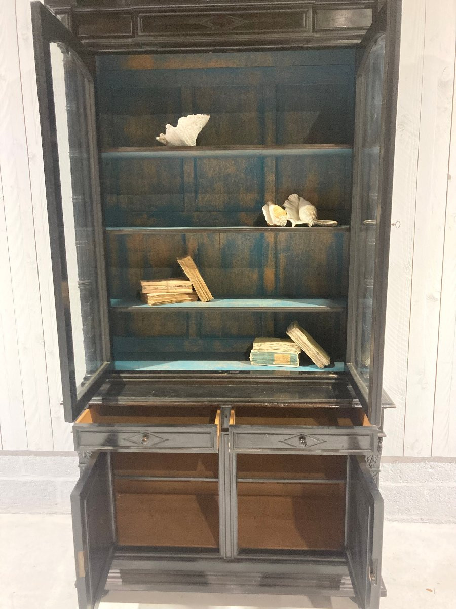 Bibliothèque bois noirci -photo-1