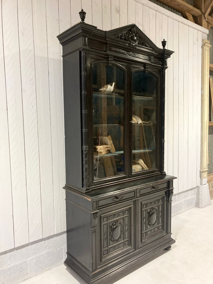 Bibliothèque bois noirci -photo-8