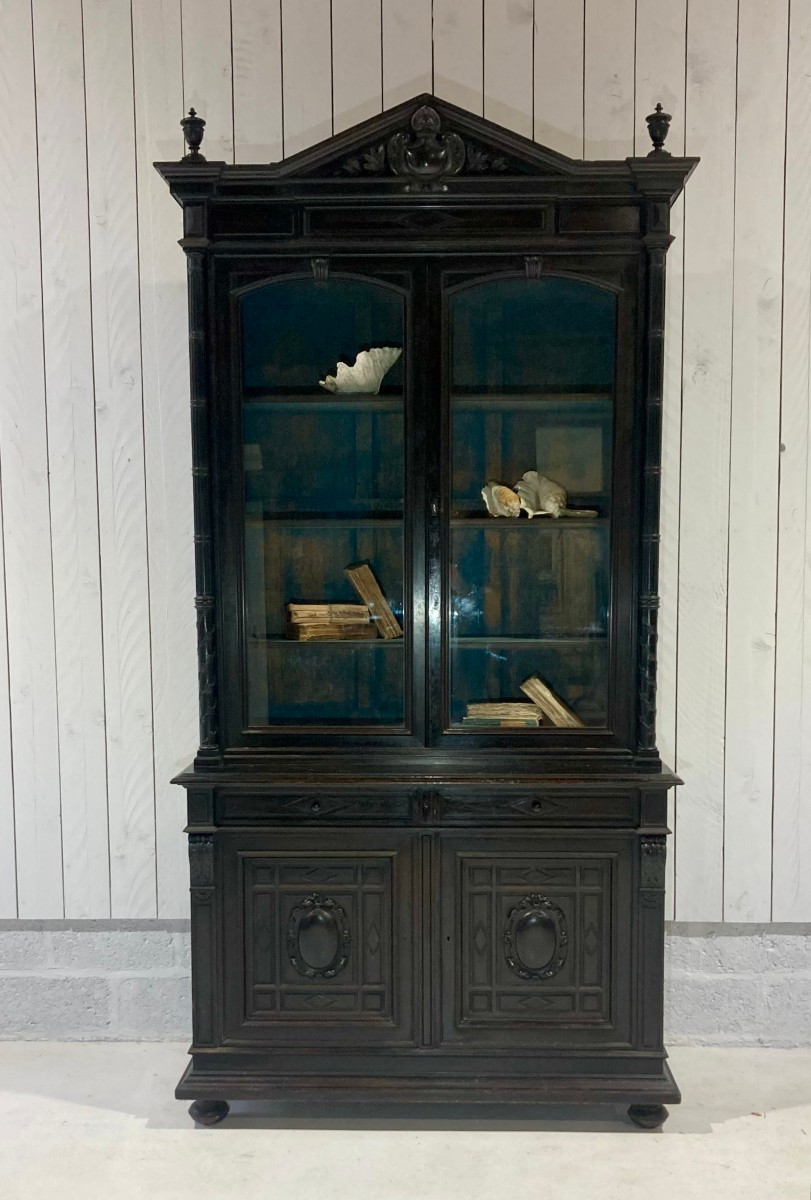 Bibliothèque bois noirci 