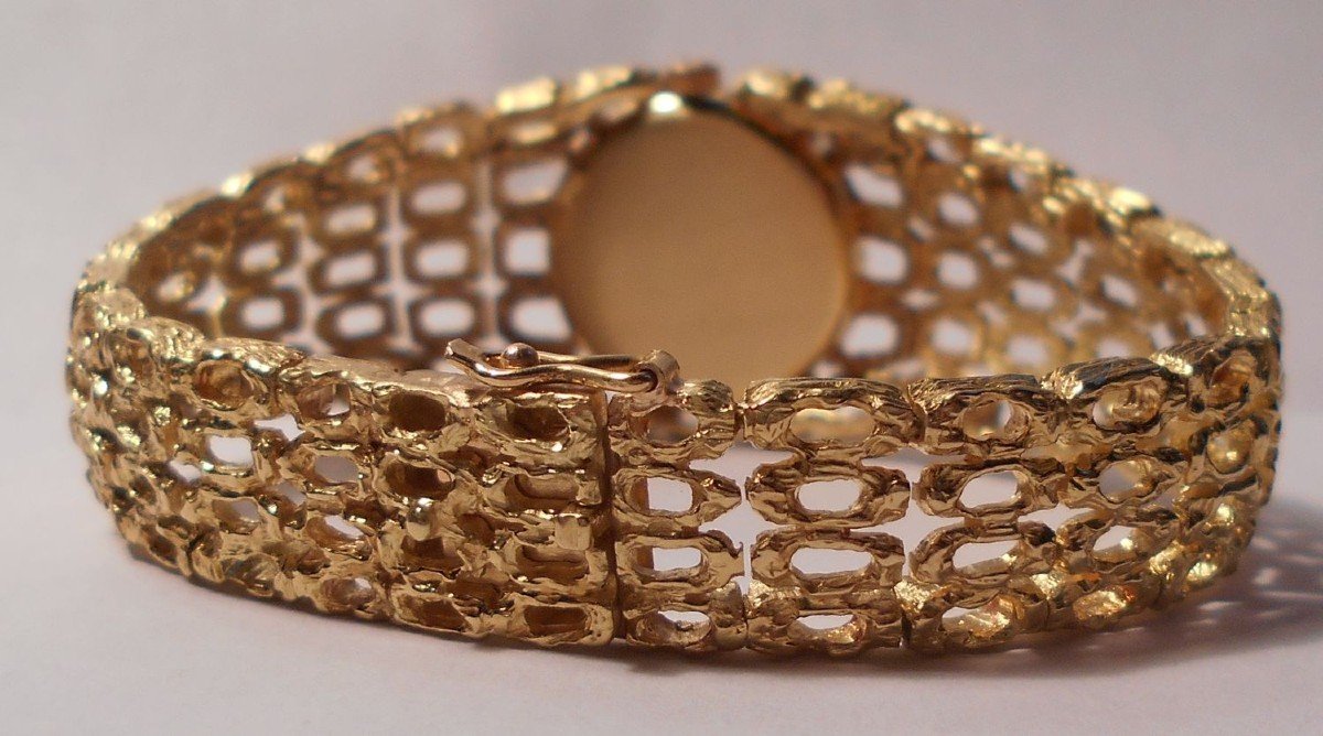 Ladies Bracelet Watch. Omega. Solid Gold. "golden Mesh" Collection. Gilbert Albert. Circa 1964.-photo-3