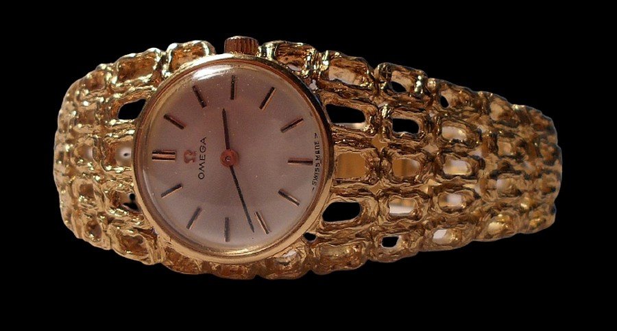 Ladies Bracelet Watch. Omega. Solid Gold. "golden Mesh" Collection. Gilbert Albert. Circa 1964.-photo-6