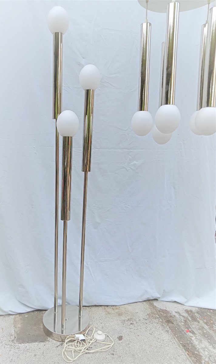 Floor Lamp Chandelier Gaetano Sciolari Vintage 1960 1970-photo-3