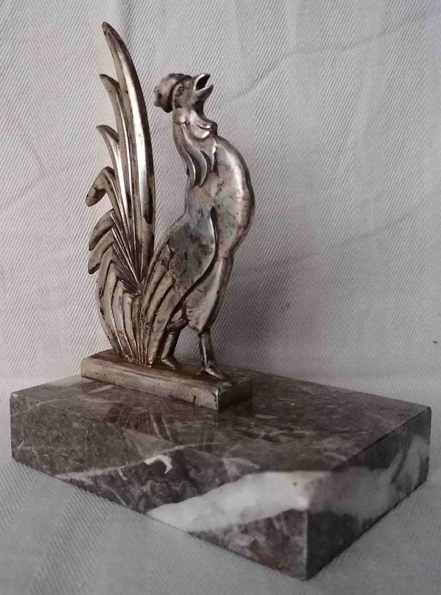 “gallica” Bookends In Silver Metal On Marble.-photo-3