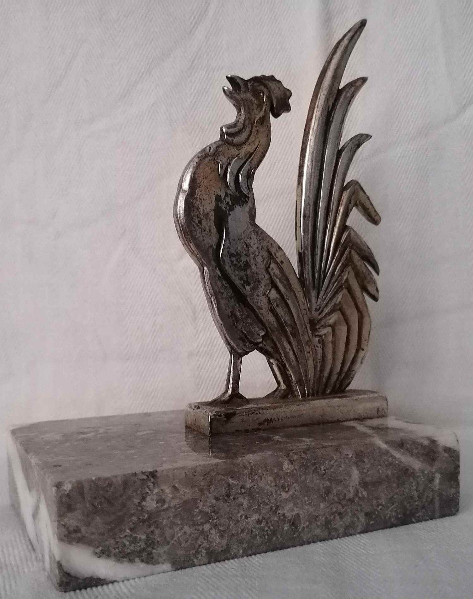“gallica” Bookends In Silver Metal On Marble.-photo-4